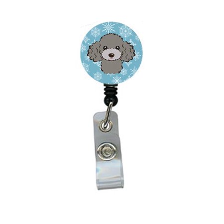 CAROLINES TREASURES Snowflake Silver Gray Poodle Retractable Badge Reel BB1693BR